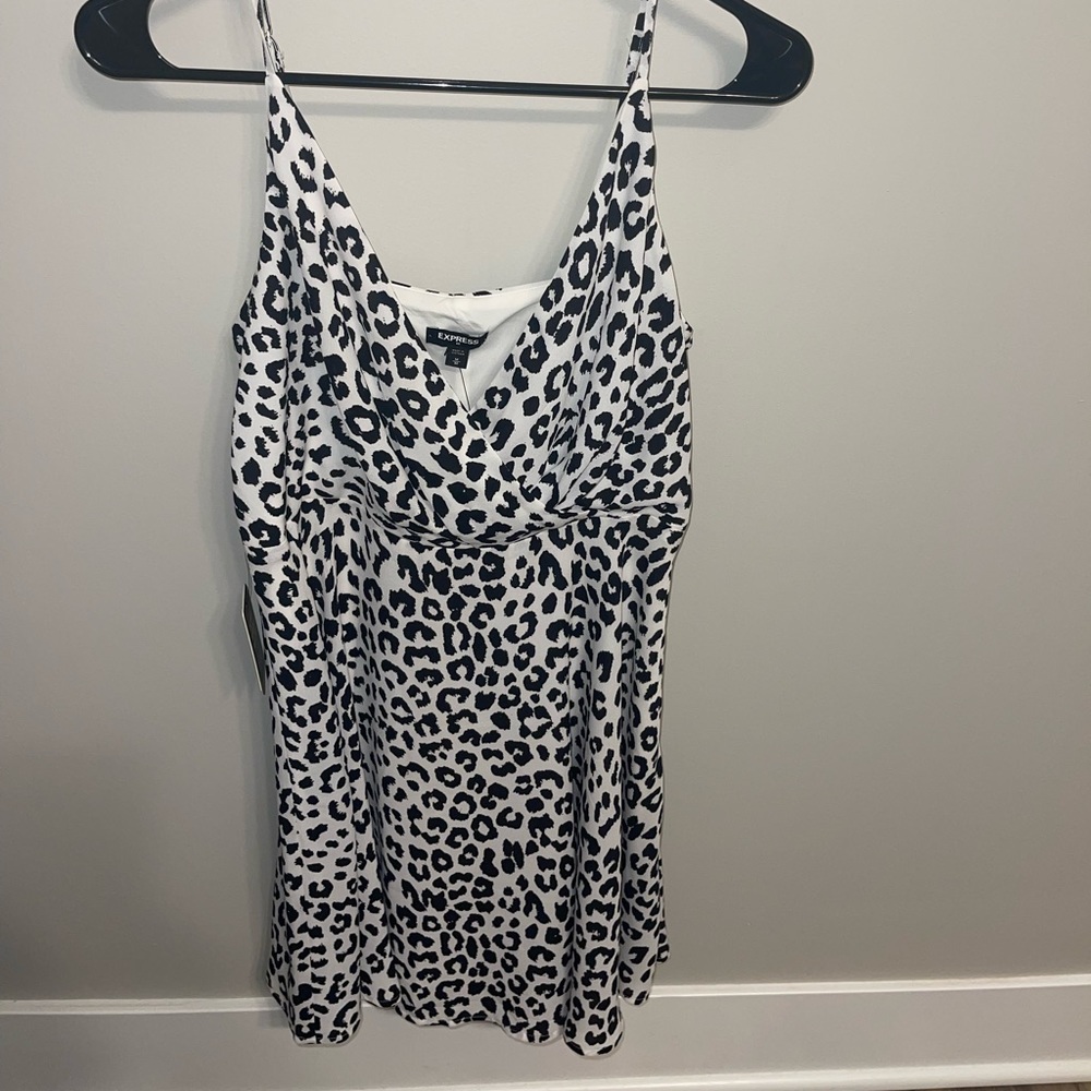 Express black and white leopard dress